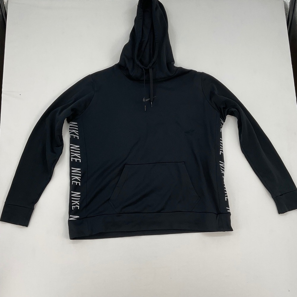 Nike Dri-FIT Mens XL Hoodie Black Side Logo Graphic Pullover Sweatshirt
